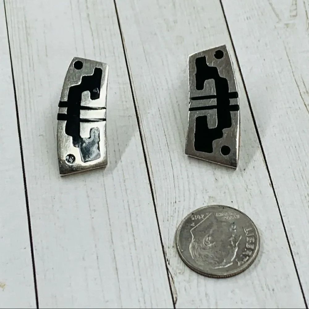 VTG Silver Enameled Mexican Earrings‎